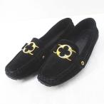 ショッピングヴィトン ルイヴィトン LOUIS VUITTON ローファー スリッポン ドライビングシューズ BA0046 フラワープレート ゴールド金具 38.5M ブラック 黒系 ス