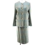 miyasatomiSatomi Miya выставить юбка костюм 7 зеленый серия mint green в клетку ламе кнопка разрез подкладка женский 