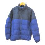 ユニクロ UNIQLO 長袖 ウルトラライトダウン ジャケット L 紺系 ネイビー 切り替え ジップアップ サイドポケット ハイネック  メンズ