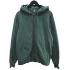 ユニクロ UNIQLO 長袖 スウェット フルジップ パーカー ジャケット M 緑系 グリーン 無地 リブ メンズ