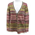 ミッソーニ MISSONI ボーダー柄 長袖 ニットカーディガン 40 マルチカラー Vネック ループボタン イタリア製 レディース