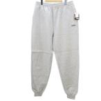 未使用品 ファーストダウン FIRST DOWN スウェットパンツ L グレー系 杢 ロゴ刺? ジョガータイプ 裏起毛 メンズ