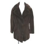 毛皮コート ミディアム丈 ラビットファー 茶系 ブラウン ポケット ホック 裏地 レディース