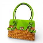 サルヴァトーレフェラガモ Salvatore Ferragamo EZ-21 5898 カゴバッグ ハンドバッグ ガンチーニ金具 コンビ  バイカラー 天然素材 レザー