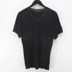  Comme Ca men COMME CA MEN короткий рукав вязаный cut and sewn M чёрный серия черный bai цвет V шея помятость обработка ребра мужской 