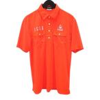  Le Coq s Porte .fle coq sportif QG1479CP Golf одежда рубашка-поло с коротким рукавом L флуоресценция orange половина кнопка Logo принт вышивка боковой ka
