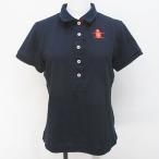  Munsingwear одежда MUNSINGWEAR Golf одежда рубашка-поло с коротким рукавом L темно-синий серия темно-синий половина кнопка Logo вышивка боковой вырез женский 