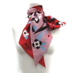 中古 フェンディ FENDI スカーフ シルク 花柄 フローラル FENDI ROMA SINCE 1925 赤 レッド ピンク 白 ホワイト /TK ■OH レディース 【ベ