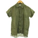 インディビジュアライズドシャツ INDIVIDUALIZED SHIRTS カジュアルシャツ 半袖 リネン 麻 13.5 M カーキ /HN25 メンズ