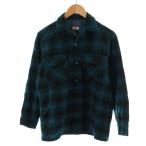 ショッピングネルシャツ ペンドルトン PENDLETON 60's ヴィンテージ オンブレチェック ネルシャツ 長袖 ウール S 緑 グリーン 黒 ブラック /AN32 メンズ