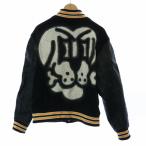 SUPREME sancheeto 18FW Bone Varsity Jacket スタジャン スタジアムジャンパー ブルゾン ジャケット ロゴ 牛革 切替 M 黒