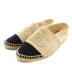  Chanel CHANEL здесь Mark эспадрильи туфли без застежки обувь bai цвет 38 25.0cm слоновая кость чёрный черный /NW15 женский 