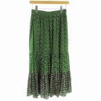 ユニクロ UNIQLO ポールアンドジョー PAUL&JOE フレアスカート マキシ ロング 花柄 M 緑 グリーン 白 ホワイト /RO レディース