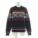 ショッピング紺 エムエスジーエム MSGM ニット セーター 長袖 クルーネック フェアアイル柄 ウール 総柄 XS 紺 ネイビー マルチカラー /BB レディース