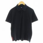 プラダスポーツ PRADA SPORT ポロシャツ 半袖 コットン L 黒 ブラック /AN40 メンズ
