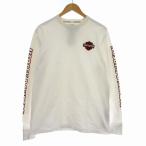 ハーレーダビッドソン HARLEY DAVIDSON ロンT ロゴ ワッペン Tシャツ 長袖 カットソー M 白 ホワイト