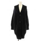 ドゥロワー Drawer ムートンパッチロングカーディガン Vネック 長袖 カシミヤ混 黒 ブラック 6515-199-0350 /YT レディース