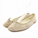  Repetto Sand li on ba Rely nazCendrillon Ballerinas балетки лента узор ламе 37 23.3cm бежевый *D женский 