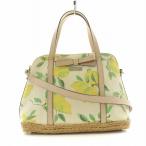 ケイトスペード KATE SPADE 2WAY ハンドバッグ ショルダーバッグ レモン柄 リボン 麻 リネン 牛革 本革 ベージュ イエロー /NQ