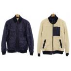バーバリーブラックレーベル BURBERRY BLACK LABEL リバーシブル キルティングジャケット 中綿 フリース ジップアップ L ホワイト ネイビー