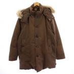 モンクレール MONCLER 茶タグ ダウンコート ロング ジップアップ フード付き ファー 2 茶 /BM メンズ