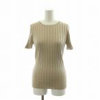 プラダ PRADA リブニット カットソー 半袖 プルオーバー 44 ベージュ /NQ レディース