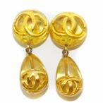 シャネル CHANEL ヴィンテージ ココマーク イヤリング 両耳用 ロゴ ドロップ型 黄色 イエロー /BB ■OH レディース
