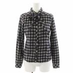 バーバリーブルーレーベル BURBERRY BLUE LABEL シャツ ブラウス 長袖 チェック柄 リボン 36 黒 ブラック E1M29-467-09