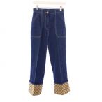 グッチ GUCCI GGキャンバス折り返し デニムパンツ ジーンズ W24 青 721923 /KH レディース