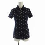 ローレンラルフローレン LAUREN RALPH LAUREN ポロシャツ 総柄 半袖 XS 紺 ネイビー 白 ホワイト /RO レディース