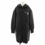 プラダ PRADA 2019 三角ロゴ ダウンコート ロング丈 フード アウター 36 黒 ブラック 29X418 /AN29 レディース