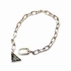 未使用品 プラダ PRADA トライアングルロゴブラスレット 925 S シルバー /KH ■OH レディース