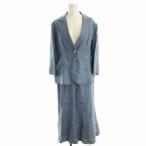  Leilian Leilian выставить верх и низ 2 позиций комплект костюм tailored jacket flair юбка лен linen11 синий голубой IM0502183