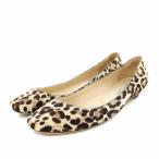 ジミーチュウ JIMMY CHOO パンプス スクエアトゥ ローヒール ハラコ レオパード柄 ヒョウ柄 36.5 23.5cm アイボリー 茶 レディース