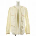 シャネル CHANEL ココマーク 04C ノーカラージャケット コットン 40 白 ホワイト P22678V13442 /AN28 レディース
