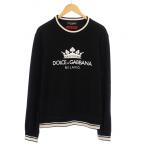 ドルチェ&ガッバーナ ドルガバ #DGMILLENNIALS スウェット トレーナー 長袖 クルーネック ストレッチ ロゴ プリント 48 黒 ブラック