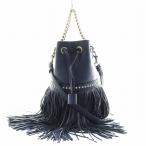 ジェイ&エムデヴィッドソン J&M Davidson フリンジ カーニバル ミニ ショルダーバッグ ハンドバッグ 2way レザー 紺 ネイビー