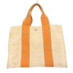 エルメス HERMES ボラボラPM トートバッグ ハンドバッグ キャンバス バイカラー アイボリー オレンジ /BB ■OH レディース