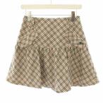 バーバリーブルーレーベル BURBERRY BLUE LABEL スカート ミニ フレア チェック柄 38 ベージュ 黒 ブラック 赤 FXF40-646-43 レディース