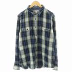 ロンハーマン Ron Herman × アウターノウン Outerknown シャツ 長袖 チェック柄 コットン L 青 ブルー 緑 グリーン 3420700185