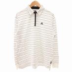  Adidas adidas половина Zip рубашка-поло длинный рукав одежда для гольфа десять тысяч страна бирка окантовка Logo вышивка L чёрный черный белый белый /GV мужской 