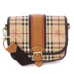 バーバリー BURBERRY ショルダーバッグ ノバチェック レザー 切替 ロゴ プリント ベージュ 茶 ブラウン /BB レディース