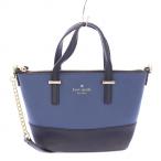 ケイトスペード KATE SPADE 2WAY ハンドバッグ ショルダーバッグ バイカラー ロゴ レザー 牛革 チェーン 切替 紺 ネイビー 黒 ブラック
