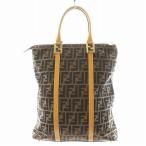 フェンディ FENDI ズッカ柄 トートバッグ ハンドバッグ レザー キャンバス 茶 ブラウン /AN1 ■OH レディース