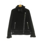 ザラ ZARA フェイクムートンジャケット フェイクスエード ボア ライダース ジップアップ USA S ブラック /MY ■OS レディース