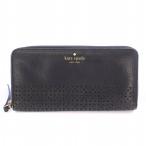 ケイトスペード KATE SPADE 長財布 ロングウォレット ラウンドファスナー レザー ロゴ 黒 ブラック /BB レディース