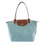 ロンシャン LE PLIAGE SHOPPING DEPOSE ル プリアージュ トートバッグ ハンドバッグ ナイロン レザー 水色 茶 2605089840