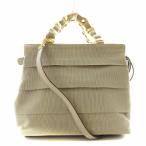 サルヴァトーレフェラガモ Salvatore Ferragamo ハンドバッグ ショルダーバッグ 2way チェーン キャンバス レザー ベージュ