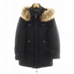 バーバリーブラックレーベル BURBERRY BLACK LABEL ダウンジャケット 裏地チェック柄 フード タヌキファー アウター M 黒 BMP39-335-09