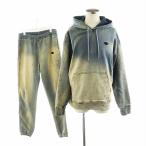 ディーゼル DIESEL D-UM-RIB-NE D-LAB-NE セットアップ パーカー プルオーバー ジョガーパンツ ダメージ加工 ロゴ M S 紺